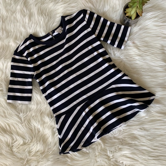 Gap Striped Peplum Zipper-Back Stretch Blouse - Picture 2 of 8